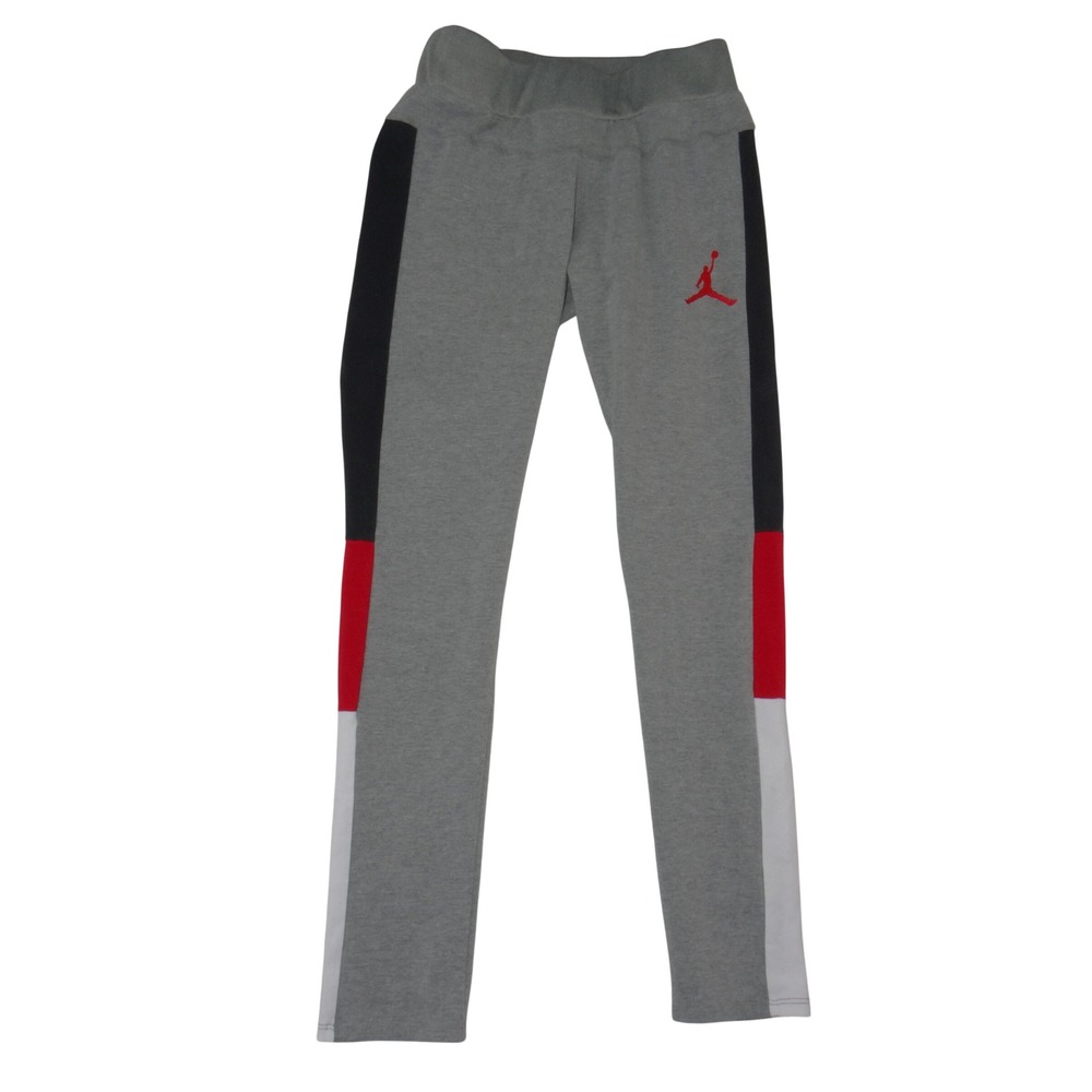 Jordan Girls Gray Colorblock Jumpman Logo Athletic Leggings Size Large 12-13Y